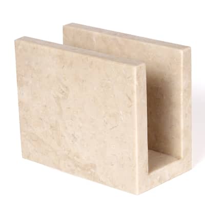Creative Home Genuine Champagne Marble Napkin Holder, Beige