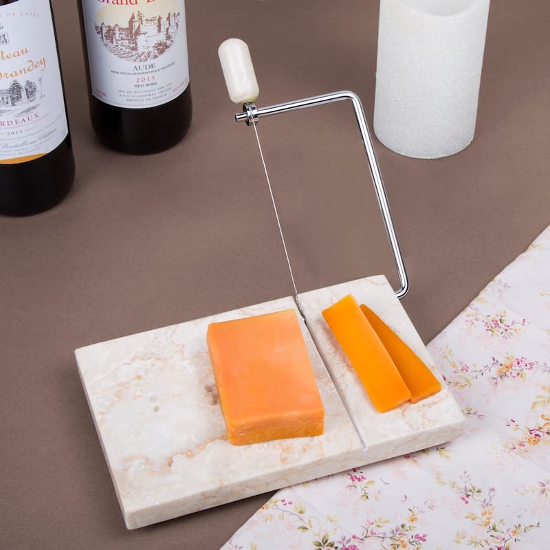 Creative Home Natural Champagne Marble 5" x 8" Cheese Slicer Butter Cutter