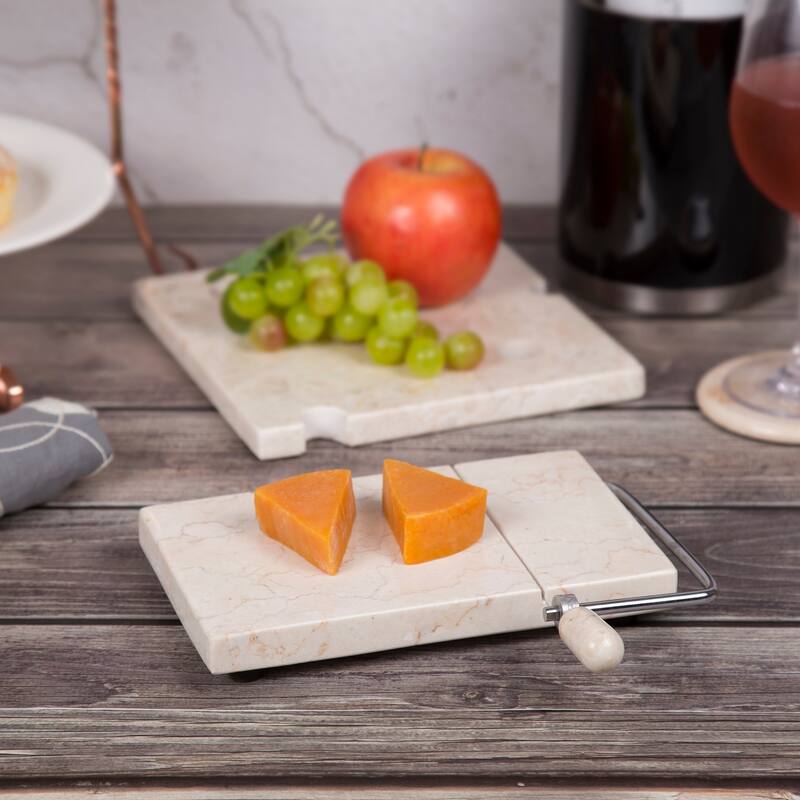 Creative Home Natural Champagne Marble 5" x 8" Cheese Slicer Butter Cutter