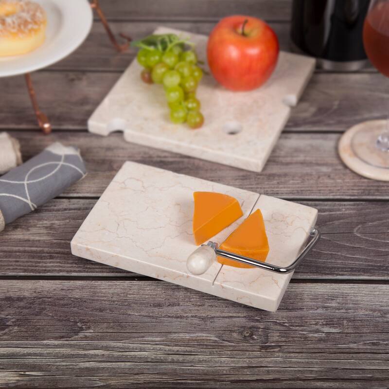 Creative Home Natural Champagne Marble 5" x 8" Cheese Slicer Butter Cutter