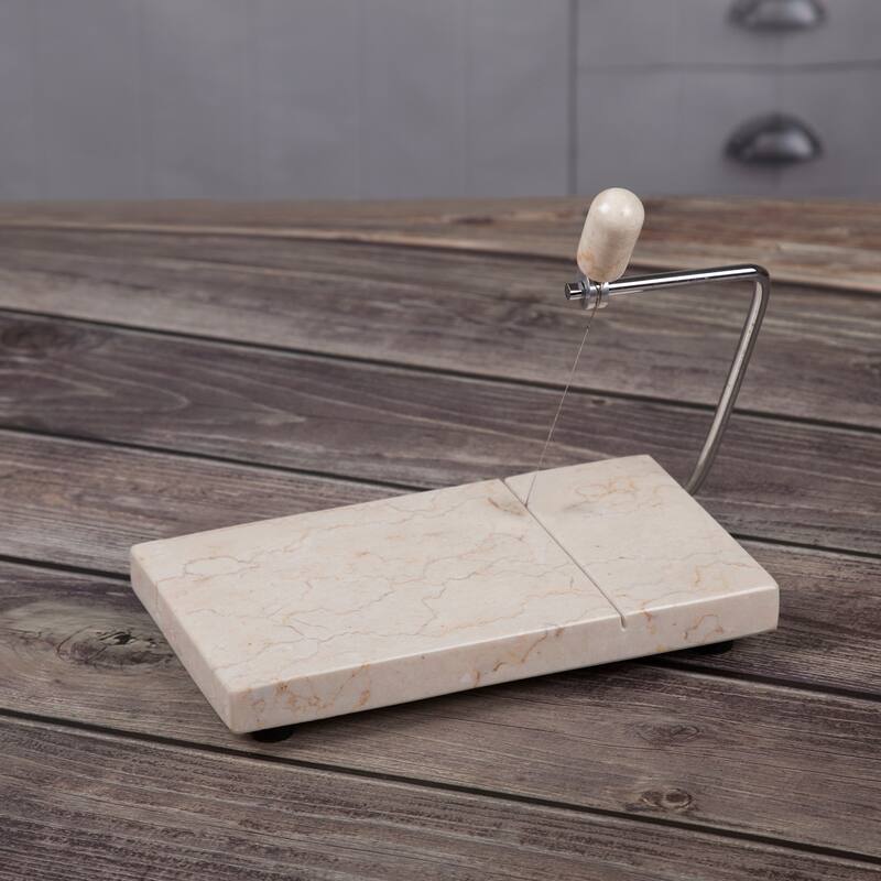 Creative Home Natural Champagne Marble 5" x 8" Cheese Slicer Butter Cutter