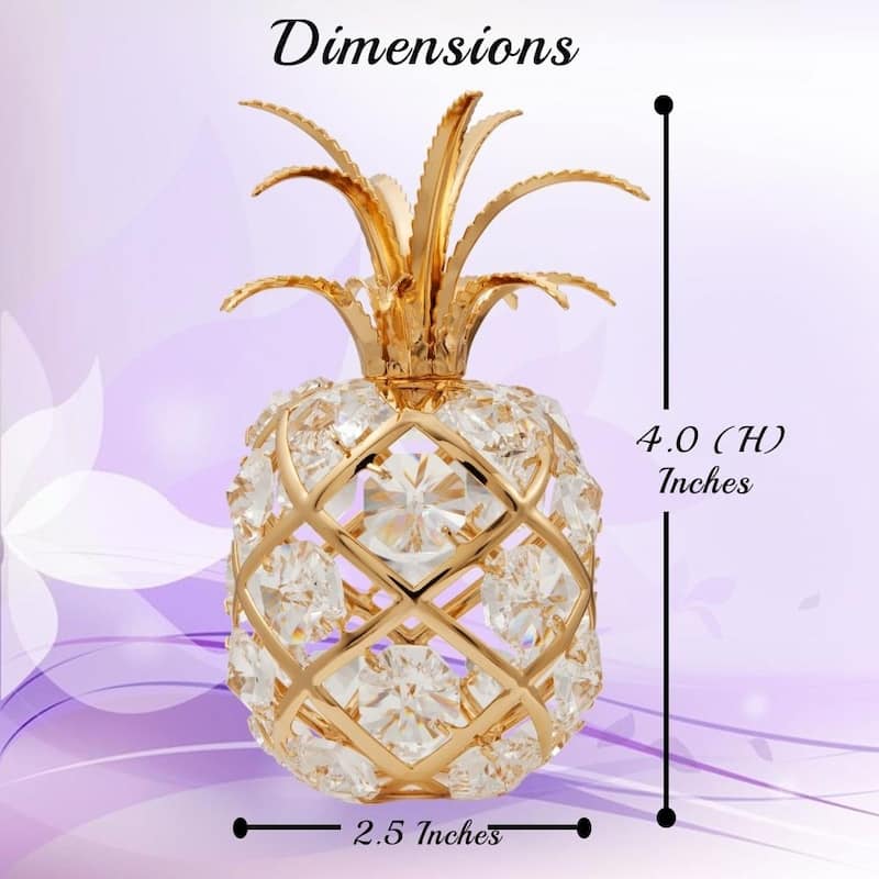 Matashi Home Decorative Tabletop Showpiece 24K Gold Plated Crystal Studded Pineapple Ornament with Clear Crystals