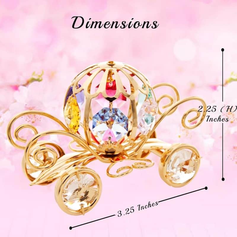 Matashi Home Decorative Tabletop Showpiece 24K Gold Plated Crystal Studded Pumpkin Coach Ornament
