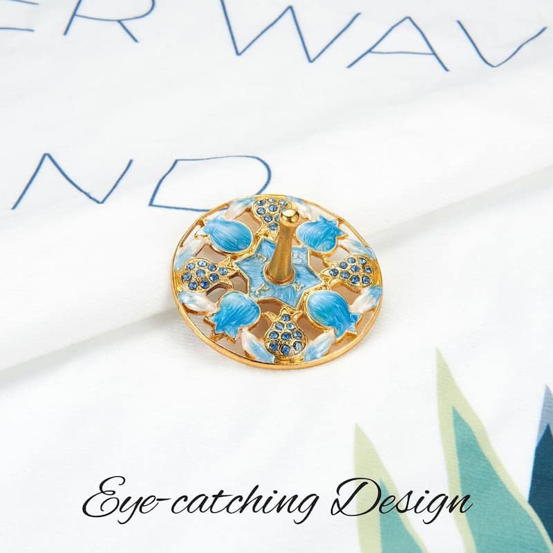 Matashi Home Decorative Tabletop Showpiece Hand-Painted Blue Pomegranate Spinning Dreidel Holiday Ornaments