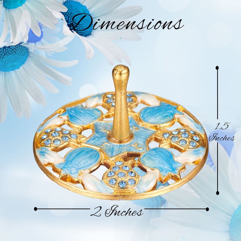 Matashi Home Decorative Tabletop Showpiece Hand-Painted Blue Pomegranate Spinning Dreidel Holiday Ornaments