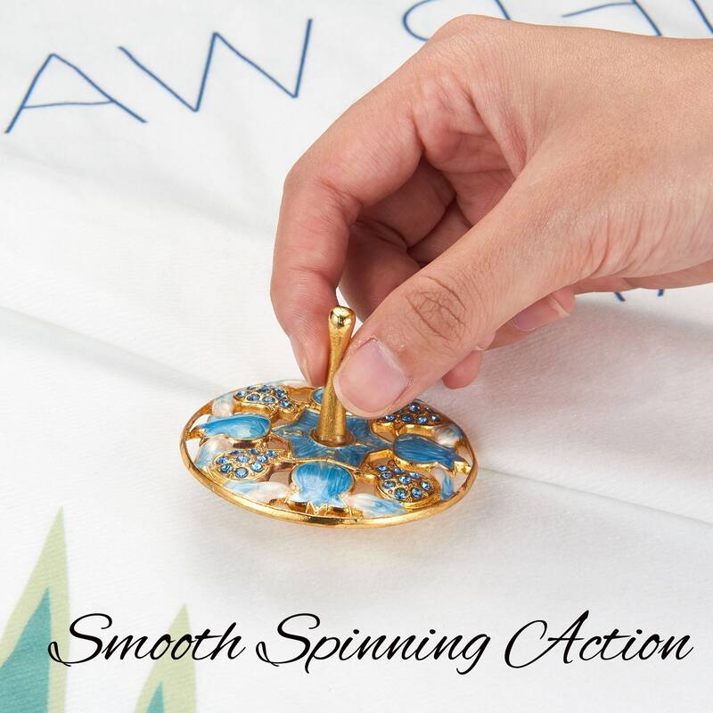 Matashi Home Decorative Tabletop Showpiece Hand-Painted Blue Pomegranate Spinning Dreidel Holiday Ornaments