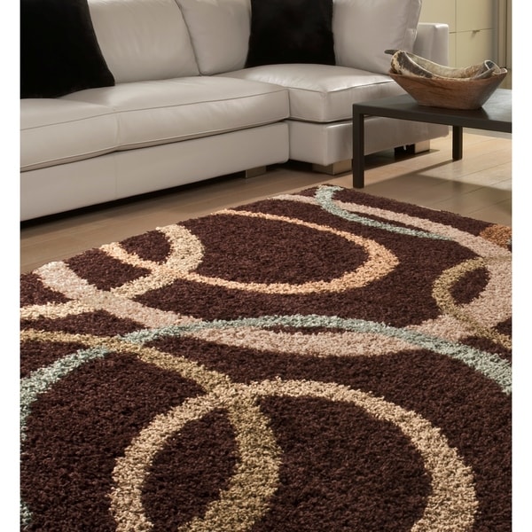 Orian Impressions Shag Cuppie Cues Cocoa Area Rug (7'10" x 10'10") - 7'10" x 10'10"