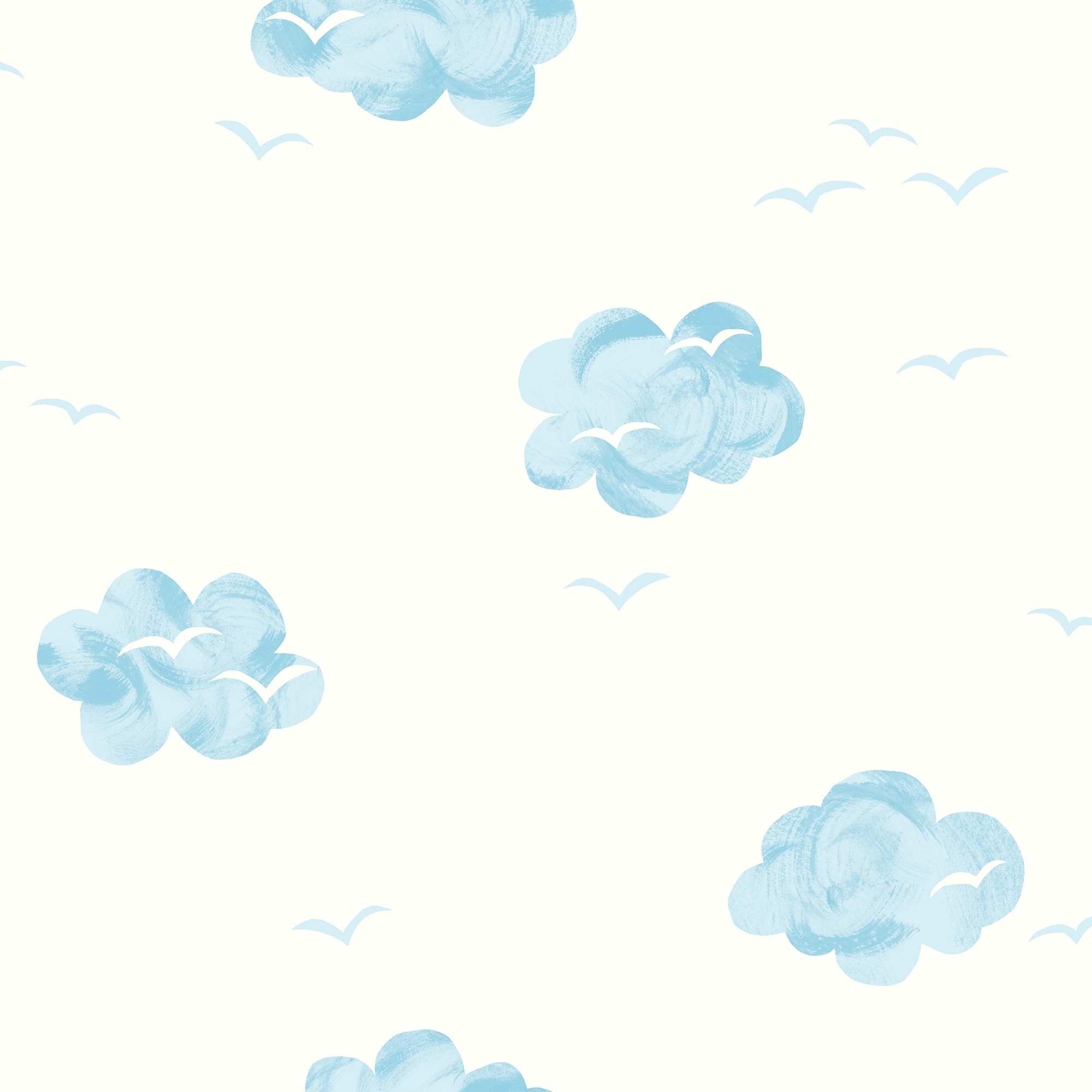 Matte Daydream Wallpaper, 32.81 feet long X 20.5 inchs Wide, White and Sky  Blue - On Sale - Bed Bath & Beyond - 30278365