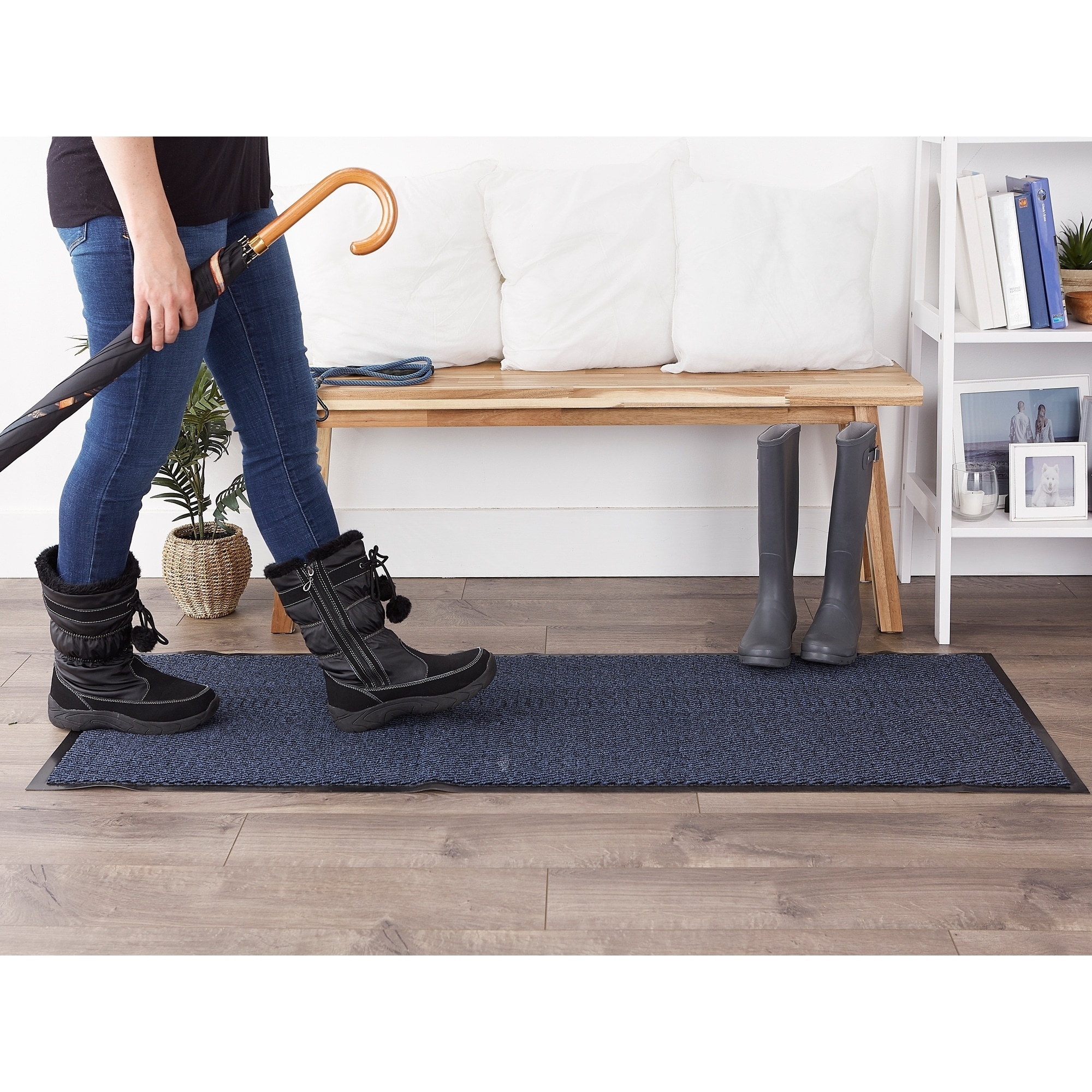 DII® Gray & Black Walk Off Utility Runner Doormat, 24 x 36