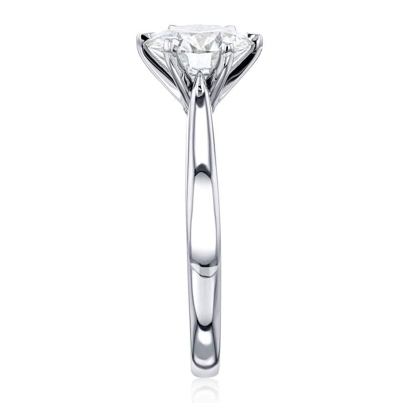 Kobelli 1.5 Carat Moissanite 14k Solid Gold Round 6-Prong Solitaire Taper Tower Shank Tokyo Engagement Ring