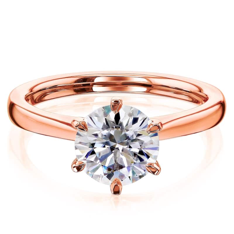 Kobelli 1.5 Carat Moissanite 14k Solid Gold Round 6-Prong Solitaire Taper Tower Shank Tokyo Engagement Ring