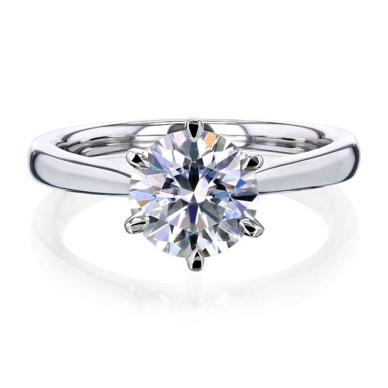 Kobelli 1.5 Carat Moissanite 14k Solid Gold Round 6-Prong Solitaire Taper Tower Shank Tokyo Engagement Ring