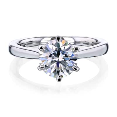 Kobelli 1.5 Carat Moissanite 14k Solid Gold Round 6-Prong Solitaire Taper Tower Shank Tokyo Engagement Ring