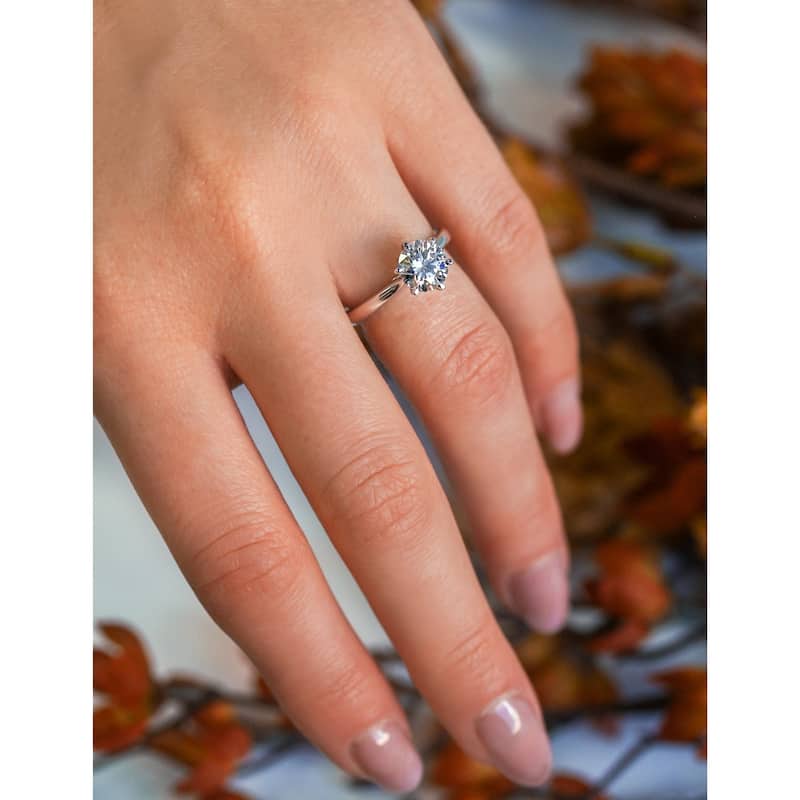 Kobelli 1.5 Carat Moissanite 14k Solid Gold Round 6-Prong Solitaire Taper Tower Shank Tokyo Engagement Ring
