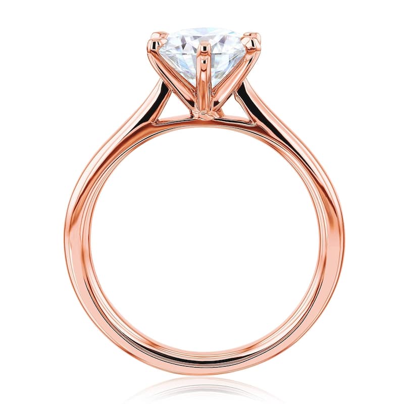 Kobelli 1.5 Carat Moissanite 14k Solid Gold Round 6-Prong Solitaire Taper Tower Shank Tokyo Engagement Ring