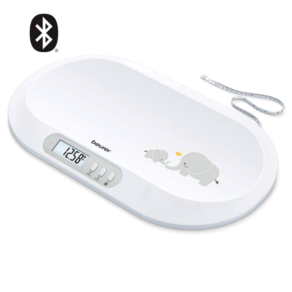 Beurer Bluetooth Digital Baby Scale with Measuring Tape, App, Multi-Function, for Premature, Newborns, Infants, & Pets BY90