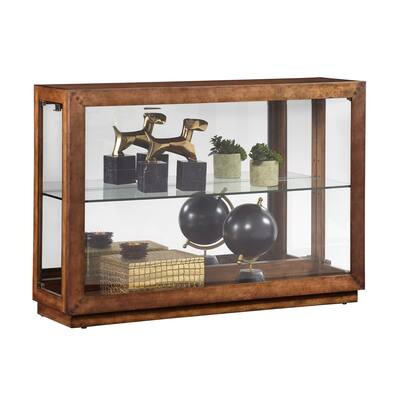 Warm Poplar Brown Side Entry Lighted Display Cabinet