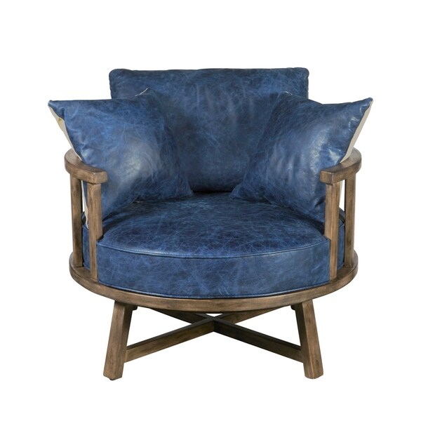 blue leather club chair