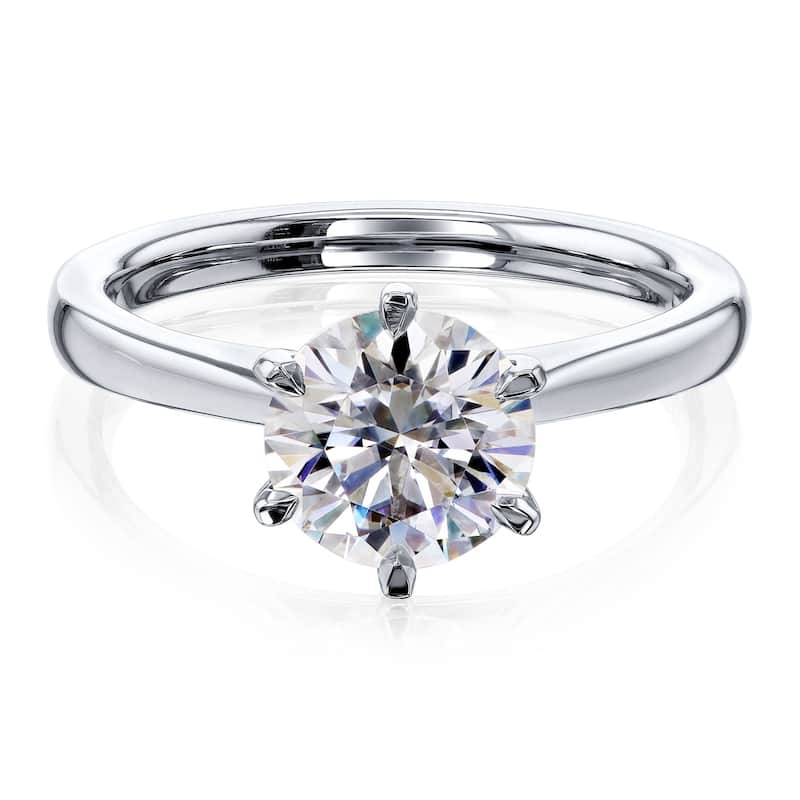 Annello by Kobelli 14k Gold 1.5 Carat Round Forever One Moissanite Solitaire 6-Prong Engagement Ring (DEF/VS)