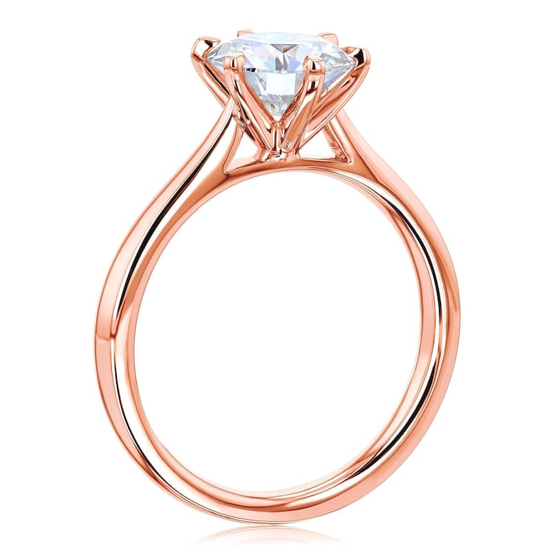 Annello by Kobelli 14k Gold 1.5 Carat Round Forever One Moissanite Solitaire 6-Prong Engagement Ring (DEF/VS)