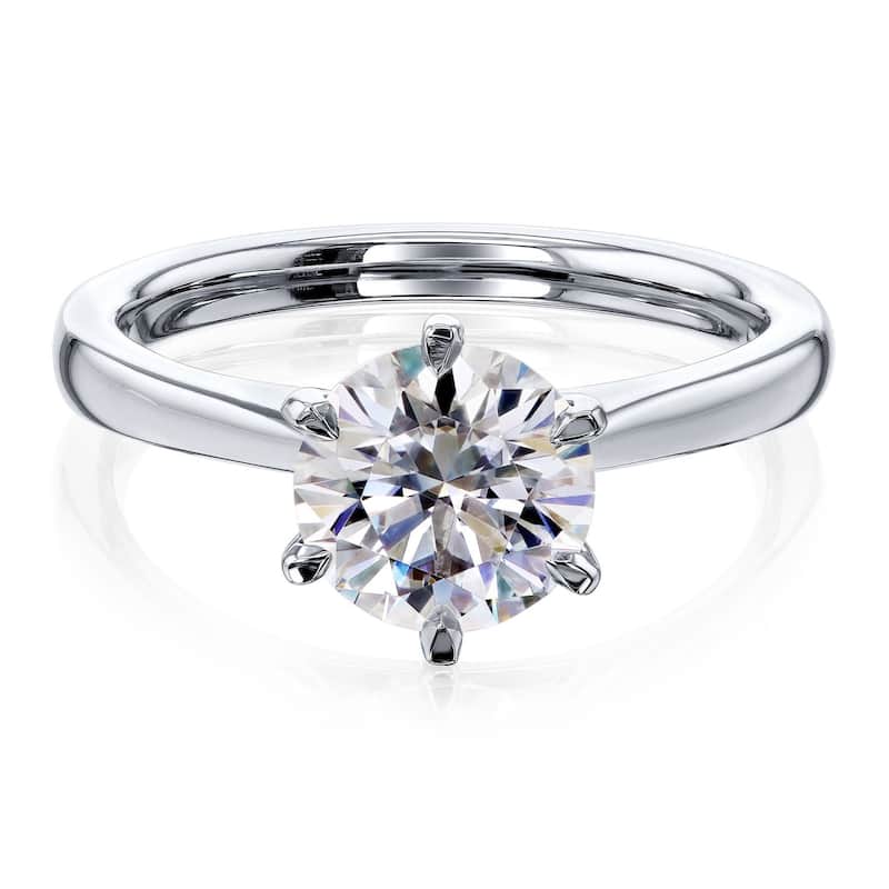 Annello by Kobelli 14k Gold 1.5 Carat Round Forever One Moissanite Solitaire 6-Prong Engagement Ring (DEF/VS) - 5 - White
