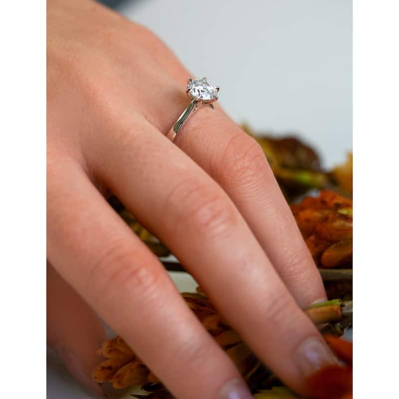 Annello by Kobelli 14k Gold 1.5 Carat Round Forever One Moissanite Solitaire 6-Prong Engagement Ring (DEF/VS)