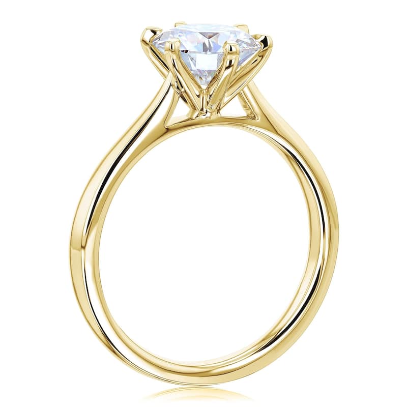 Annello by Kobelli 14k Gold 1.5 Carat Round Forever One Moissanite Solitaire 6-Prong Engagement Ring (DEF/VS)