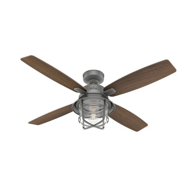 Shop Hunter 52 Port Royale Matte Silver Damp Ceiling Fan W Led