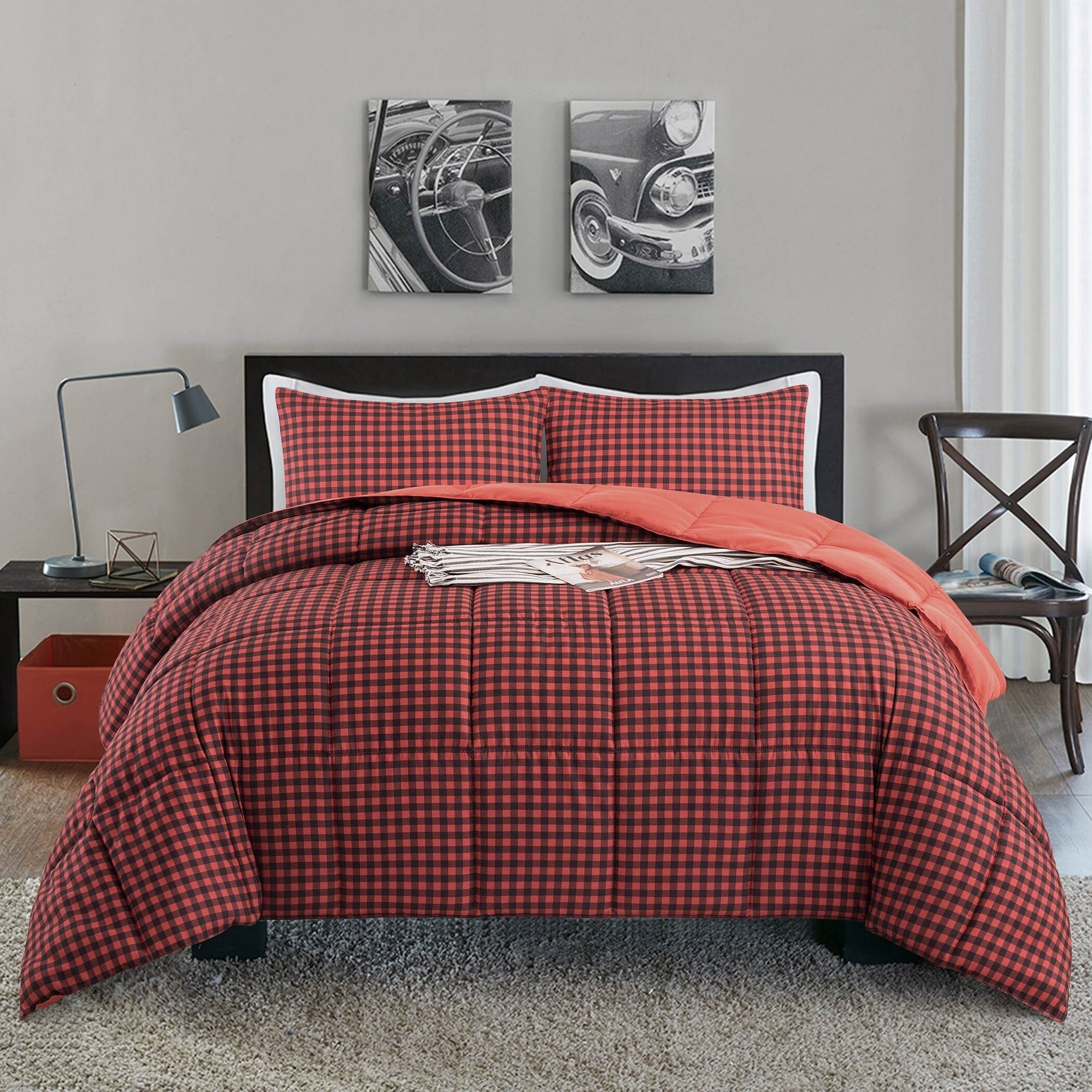 Shop Black Friday Deals On Gingham Reversible All Season Down Alternative Comforter Set On Sale Overstock 30285188