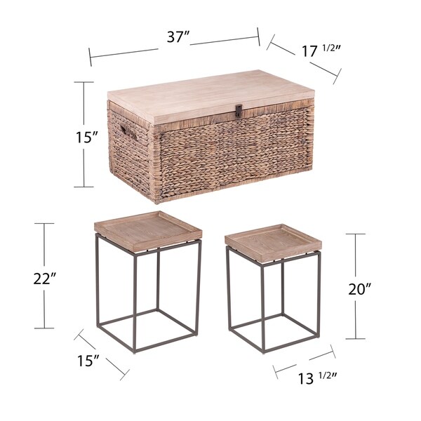 Eachann Coastal Brown Wood Living Room Tables (Set of 3)