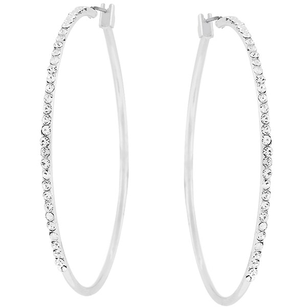 Shop Kate Bissett Silvertone Thin Cubic Zirconia Hoop Earrings Free Shipping On Orders Over 