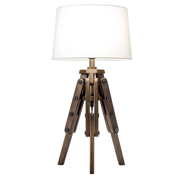 wooden tripod bedside lamp