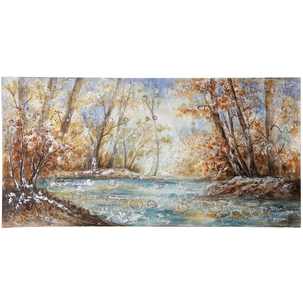 StyleCraft Hatchie Fall River Highly Textured Oil Painting on Canvas