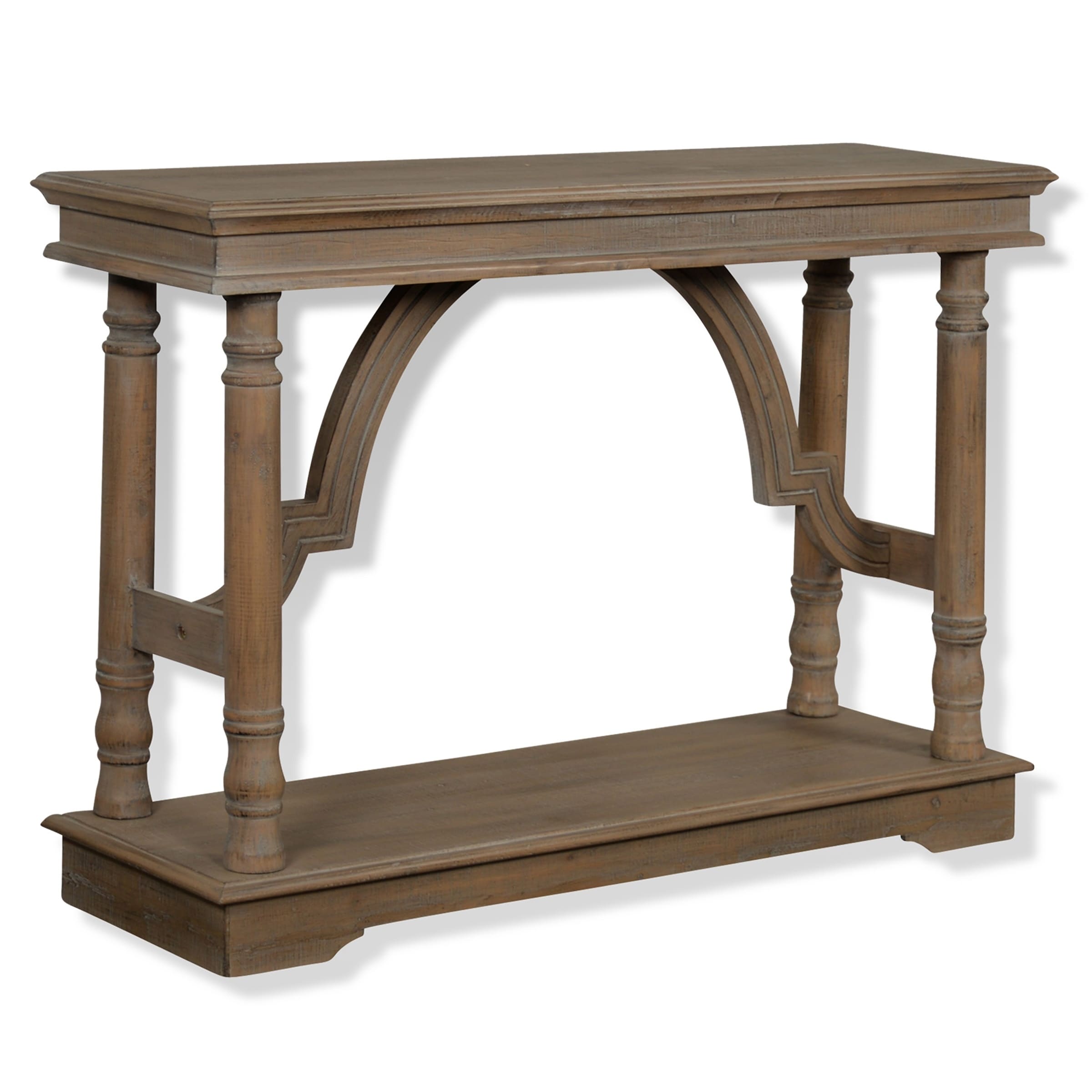 Shop Gray Wash Wood Trestle Console Table With Arch Detail On