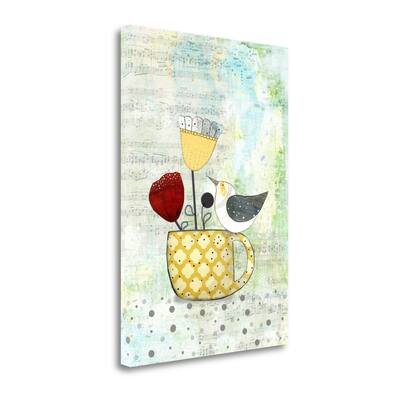 "Bird On A Yellow Cup" By Sarah Ogren, Fine Art Giclee Print on Gallery Wrap Canvas, Ready to Hang