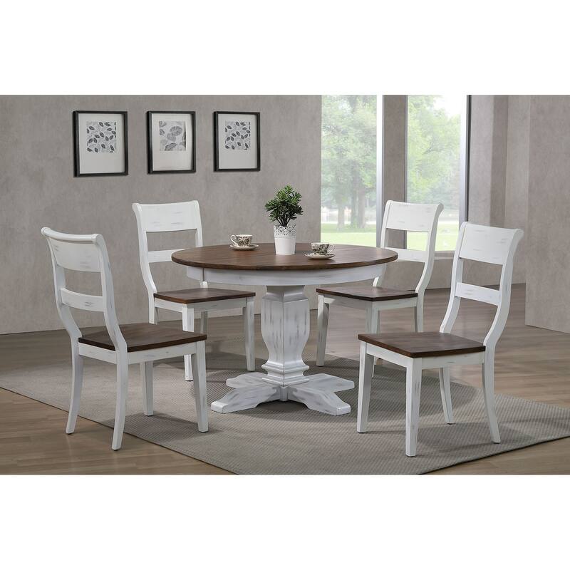 The Gray Barn Spinney 5-piece Dining Set in Distressed Cocoa Brown and Cotton White