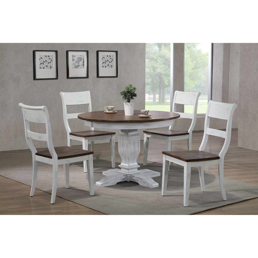 The Gray Barn Spinney 5-piece Dining Set in Distressed Cocoa Brown and Cotton White
