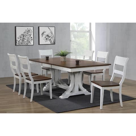 The Gray Barn Spinney 5-piece Art Deco Dining Set in Distressed Cocoa Brown and Cotton White