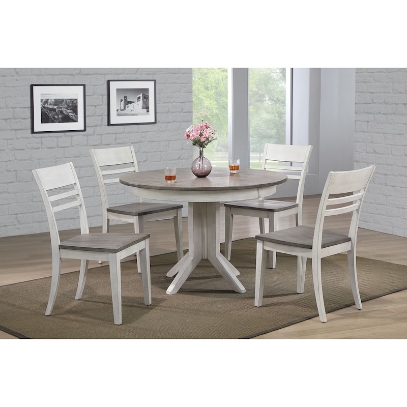 The Gray Barn Avalon 5-piece Dining Set in Ash and Stormy White with Side Chairs