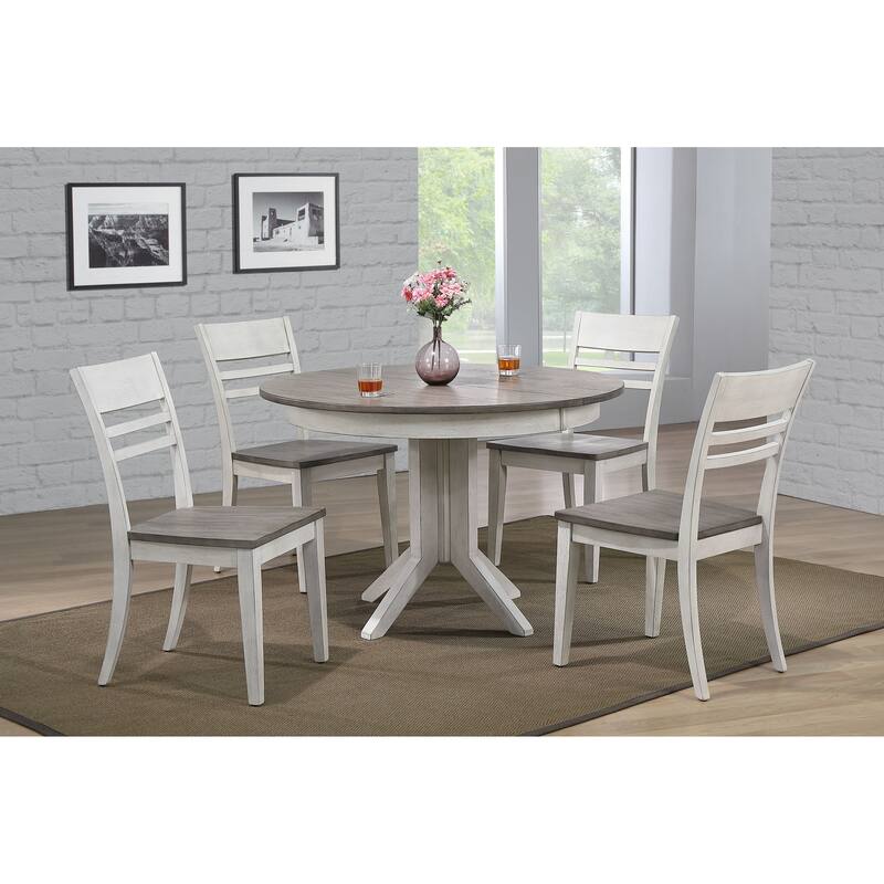 The Gray Barn Avalon 5-piece Dining Set in Ash and Stormy White with Side Chairs