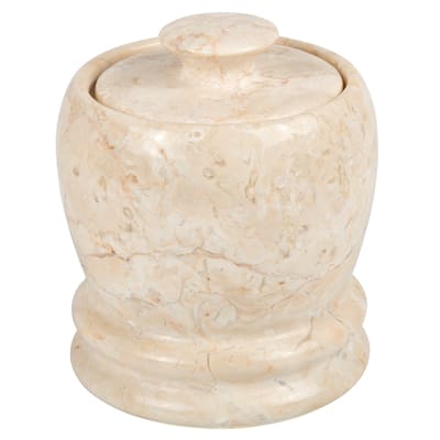 Creative Home Double Rings Collection Champagne Marble Cotton Ball Swab Holder, Bathroom Storage Jar - Beige - N/A