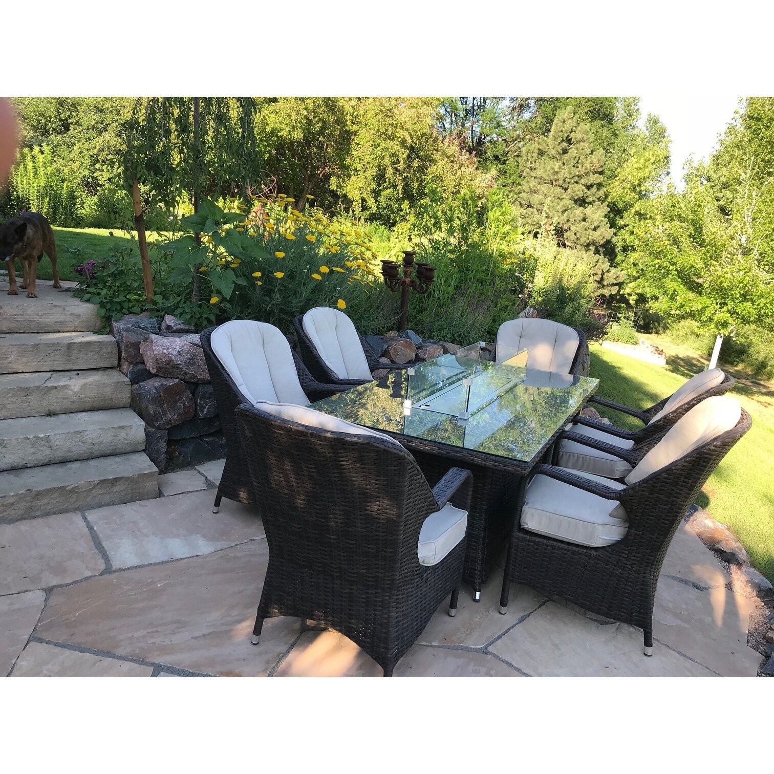 Turnbury Outdoor 7 Piece Patio Wicker Gas Fire Pit Set Or Turnbury Outdoor 7 Piece Patio