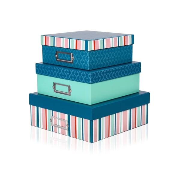 Shop Kinbor Set Of 3 Rigid Gift Boxes Nesting Boxes W Lids For