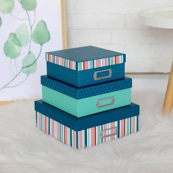 Shop Kinbor Set Of 3 Rigid Gift Boxes Nesting Boxes W Lids For