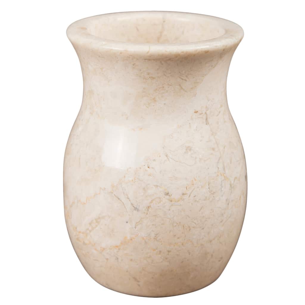 Creative Home Vase Collection Champagne Marble Tumbler, Toothbrush Holder, Makeup Brush Organizer - Beige