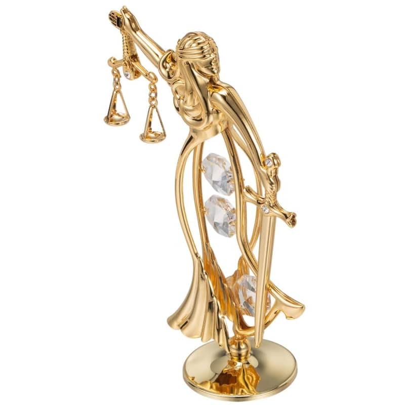 Matashi Home Decorative Tabletop Showpiece 24K Gold Plated Crystal Studded Lady Of Justice Ornament