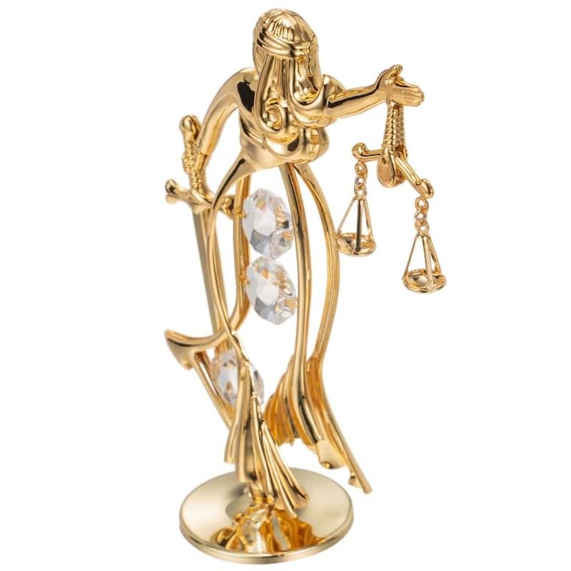 Matashi Home Decorative Tabletop Showpiece 24K Gold Plated Crystal Studded Lady Of Justice Ornament