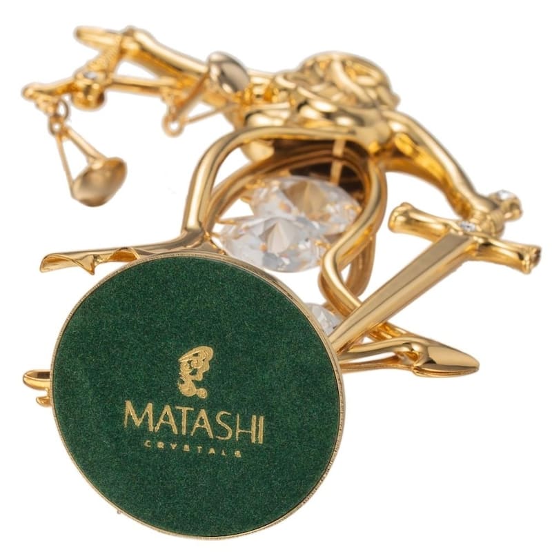 Matashi Home Decorative Tabletop Showpiece 24K Gold Plated Crystal Studded Lady Of Justice Ornament