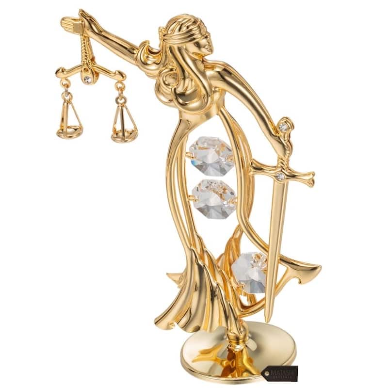 Matashi Home Decorative Tabletop Showpiece 24K Gold Plated Crystal Studded Lady Of Justice Ornament
