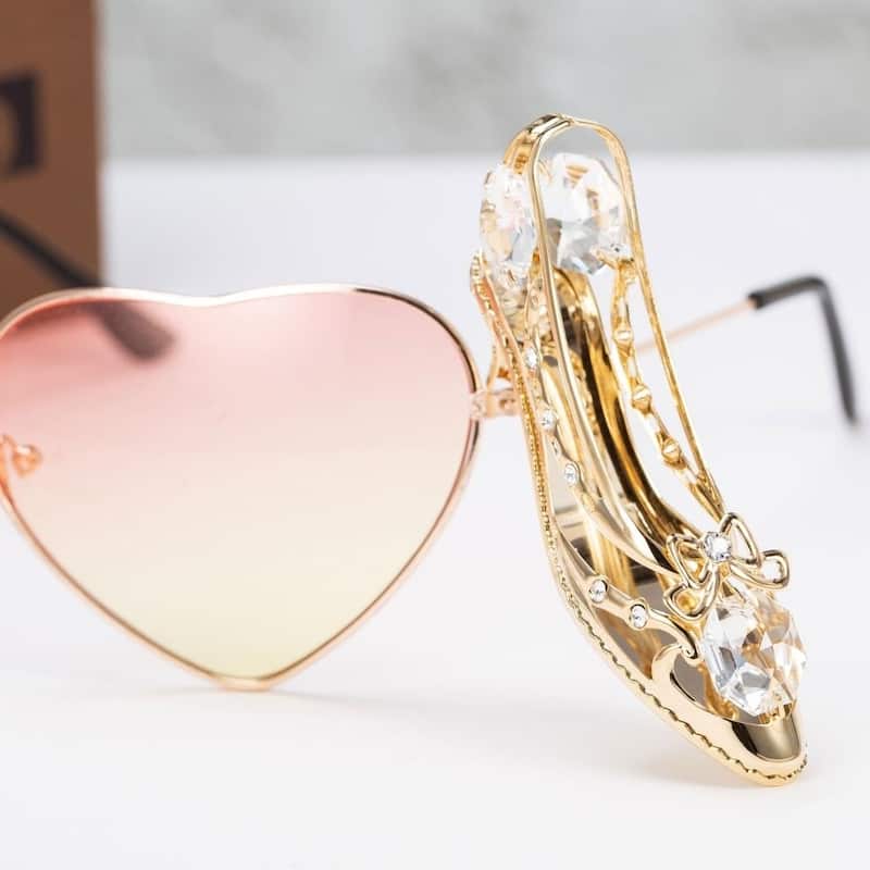 Matashi Home Decorative Tabletop Showpiece 24K Gold Plated Crystal Studded Lady Shoe Ornament